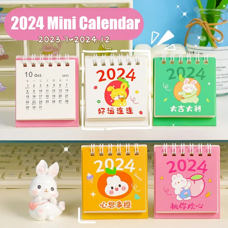 Lịch Để Bàn 2024 mini Hình Thỏ Hoạt Hình Dễ Thương