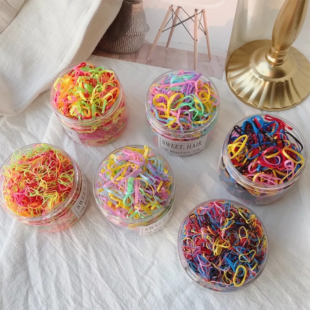 PVN59894 Hộp 500 Dây Thun Cột Tóc Nhiều Màu Bé Gái