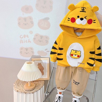 Set Áo Hoodie Con Hổ Quần Dài Lót Nhung Bé Trai 1 2 34 5 Tuổi MINTSCLOSET Mint's Closet - TD4254