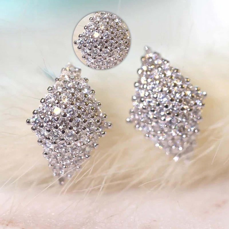 Khuyên Tai Đính Đá Zircon Phong Cách Hiện Đại Thời Trang