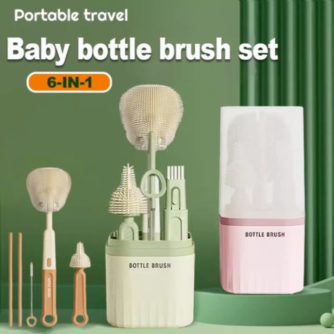 Bộ Cọ silicone Vệ Sinh Bình Sữa Em Bé Đa Năng 6 Trong 1