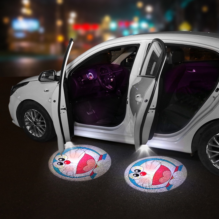 1 Đèn led Không Dây Hình doraemon Dùng Trang Trí Cửa Xe Hơi