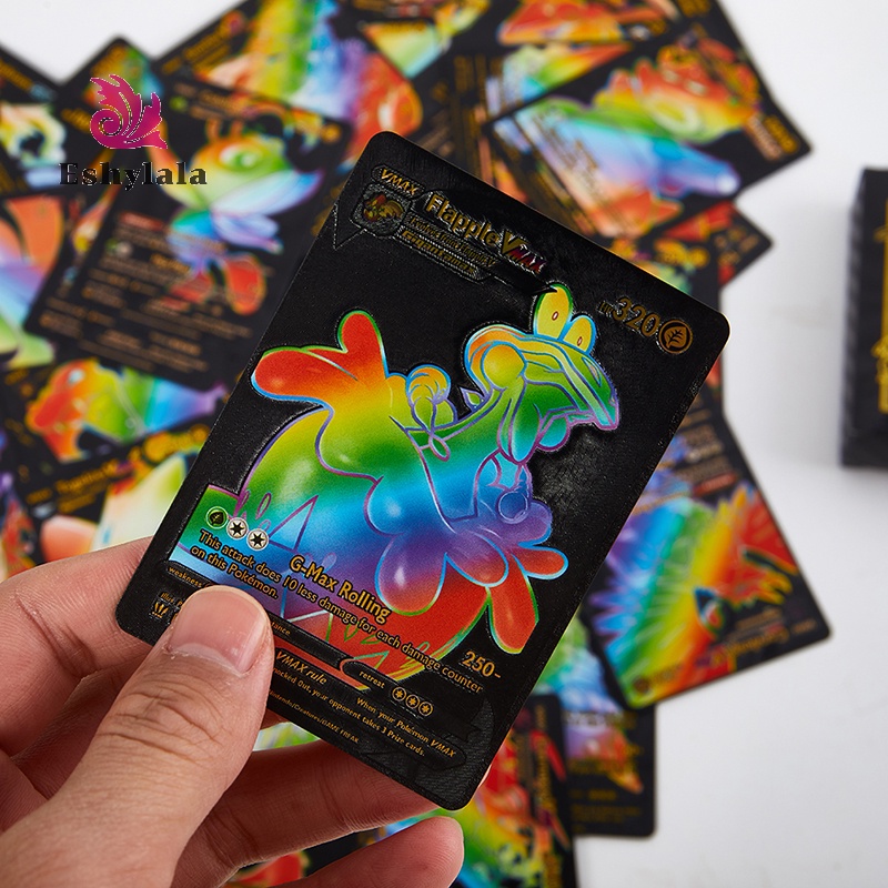 Hộp 55 Thẻ Bài pokemon Bằng Kim Loại Màu Vàng / Bạc vmax gx charizard