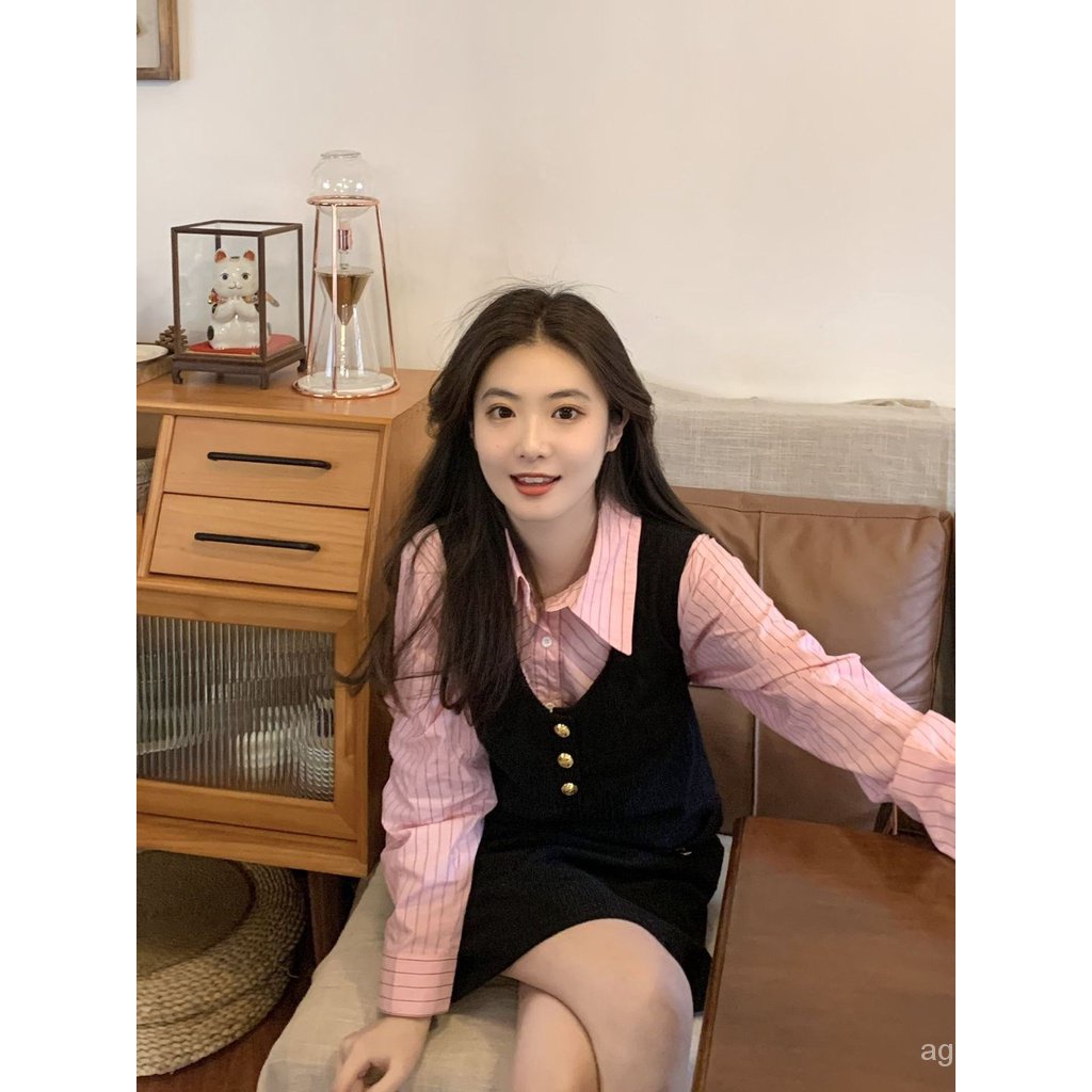 Đầm Sơ Mi Hai Dây Dáng Chữ a Thời Trang Xuân Thu Cho Nữ