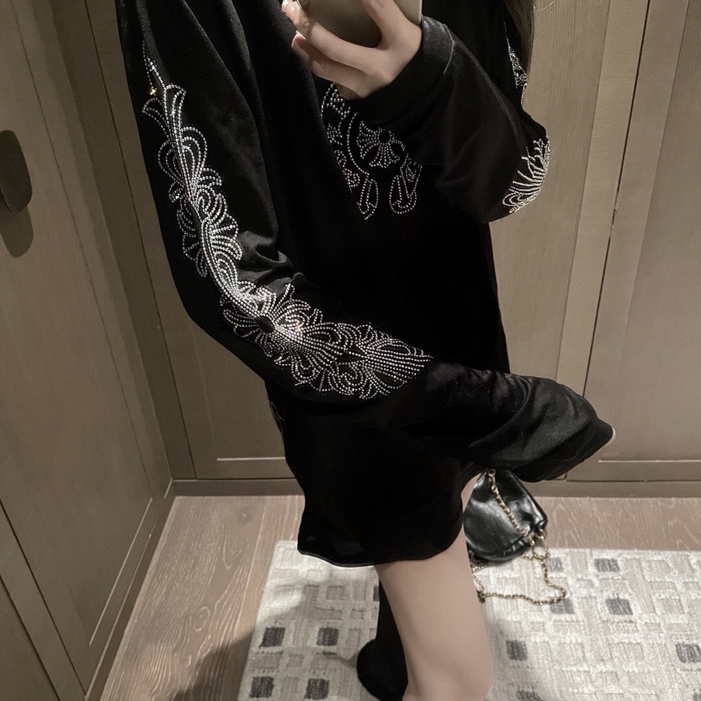 Chrome hearts Áo sweatshirt Dáng Rộng In Hình Thánh Giá Ngựa Nhiệt Độ Cao Thời Trang Xuân Thu Giản Dị Dành Cho Bạn Nữ