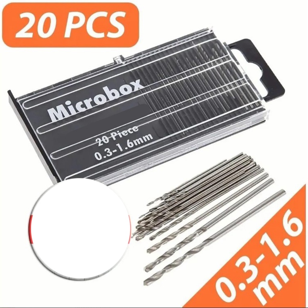 PunkyRabbit 20 Mũi khoan xoắn HSS thẳng mũi nhỏ có hộp nhựa để sửa chữa gia đình