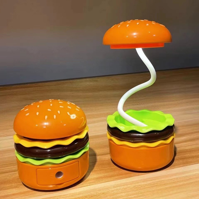 SADA Hamburger Đèn ngủ Máy mài bút chì Đèn ngủ LED có thể xếp gọn Đèn bàn xung quanh Máy mài bút chì Hamburger