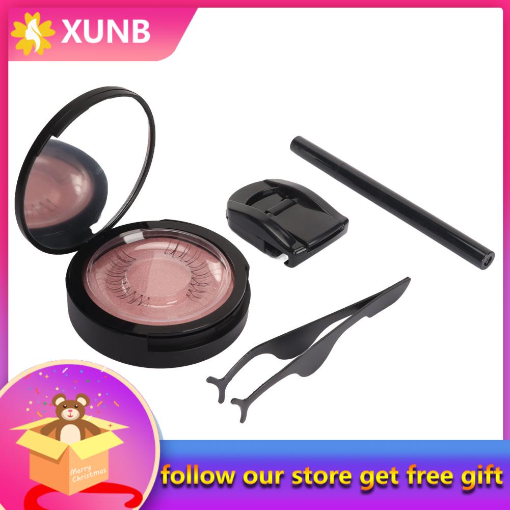 Xunb Eyeliner Eyelashes Kit  Compact Easy To Use False 2 Pair for Makeup