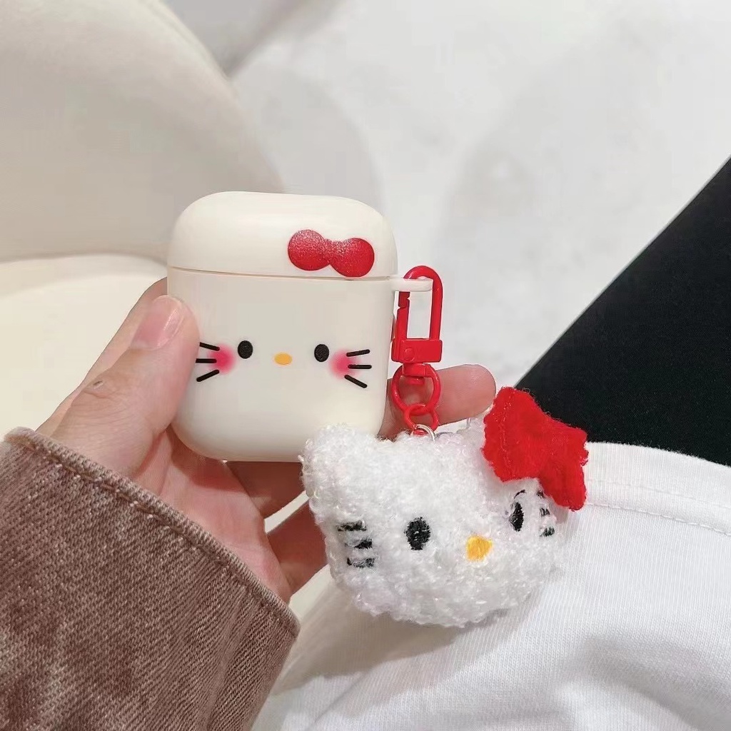 Vỏ Bảo Vệ Hộp Sạc Tai nghe không dây airpods pro / pro 2 3 / 2 / 1 Hình sanrio hello kitty Bằng Vải Bông Dễ Thương