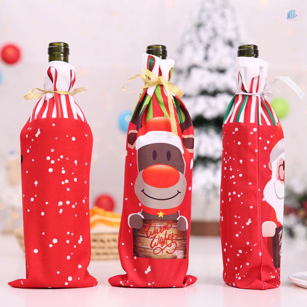 Vỏ Bọc Chai Rượu Sâm Panh In Họa Tiết Ông Già Noel / Người Tuyết / Nai Sừng Tấm Trang Trí Giáng Sinh
