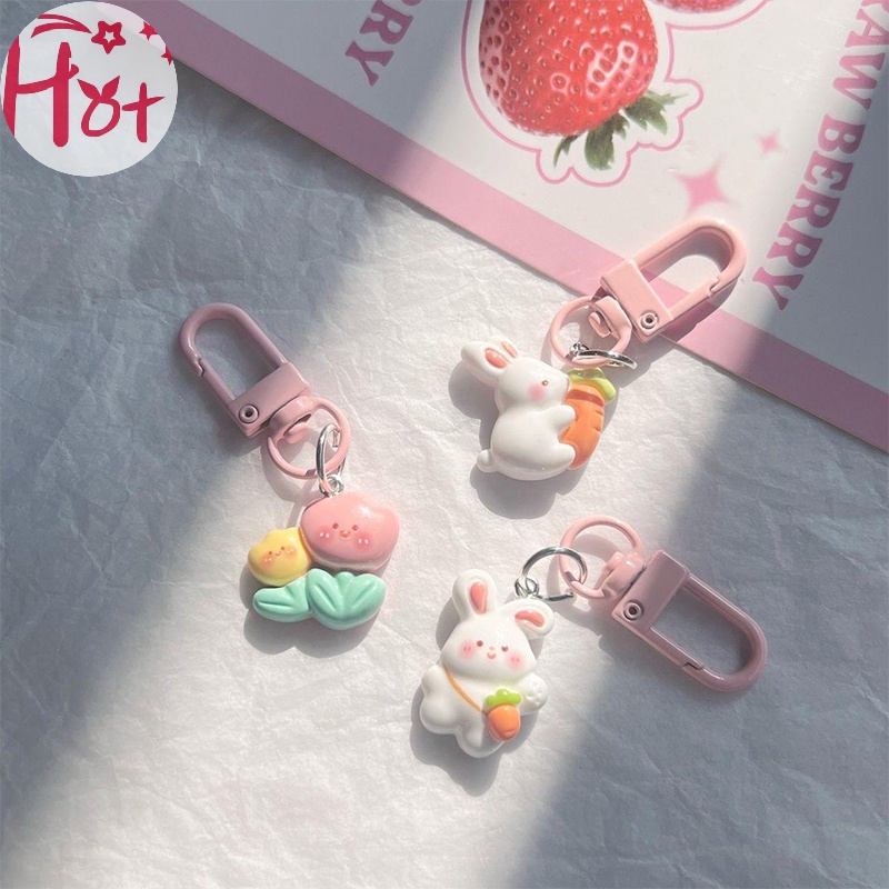 Jr Móc Chìa Khóa Hình Thỏ Và Cà Rốt Hoạt Hình Dễ Thương Bằng Nhựa resin Trang Trí Túi Xách / Xe Hơi vn