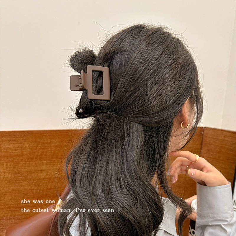 Kẹp Tóc mini Hình Vuông Màu khaki Phong Cách Hàn Quốc Dễ Thương Cho Nữ