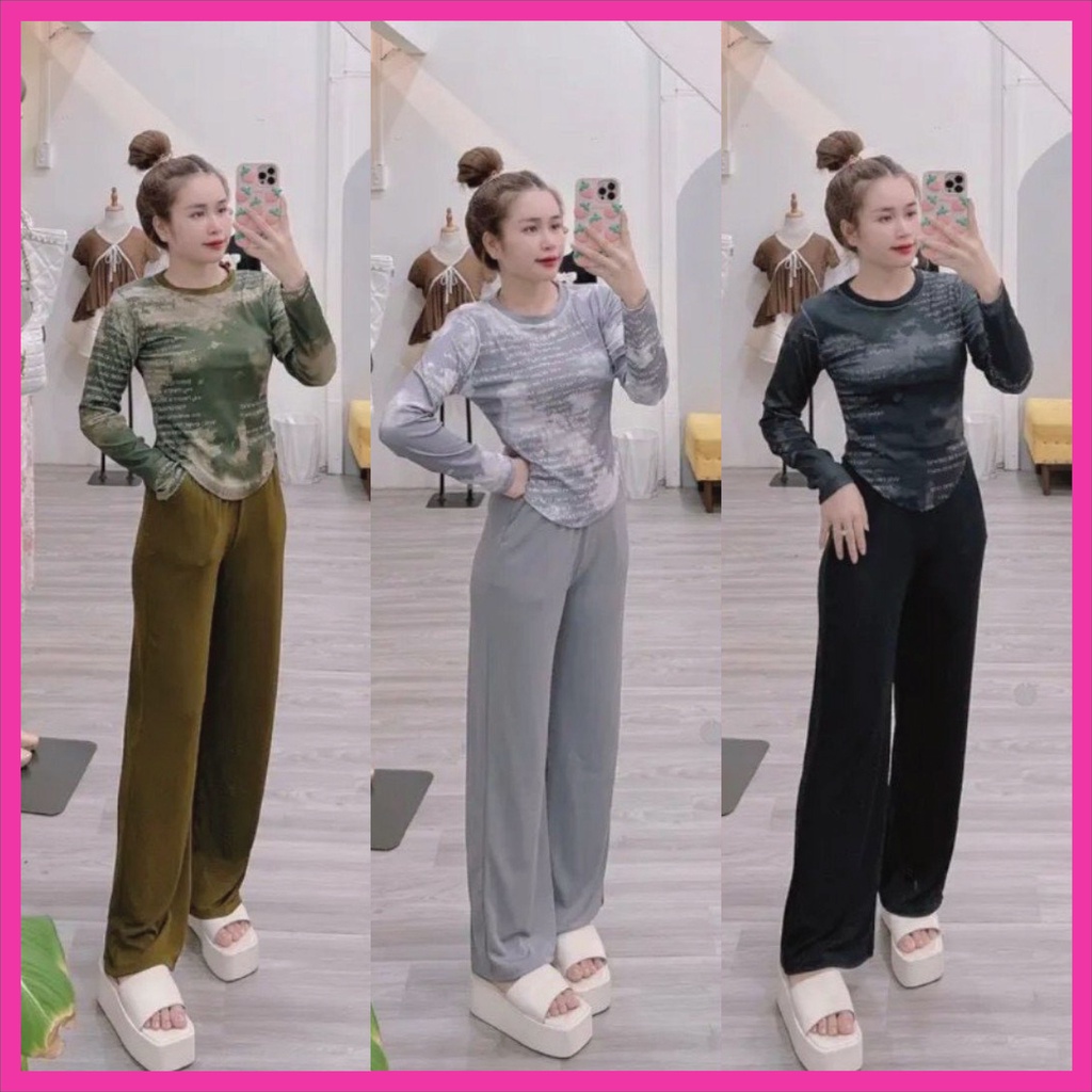 SET ĐỒ BỘ DÀI SUÔNG LOANG TAY DÀI CHẤT GÂN TÂM LẠNH CO GIÃN 4D 148950
