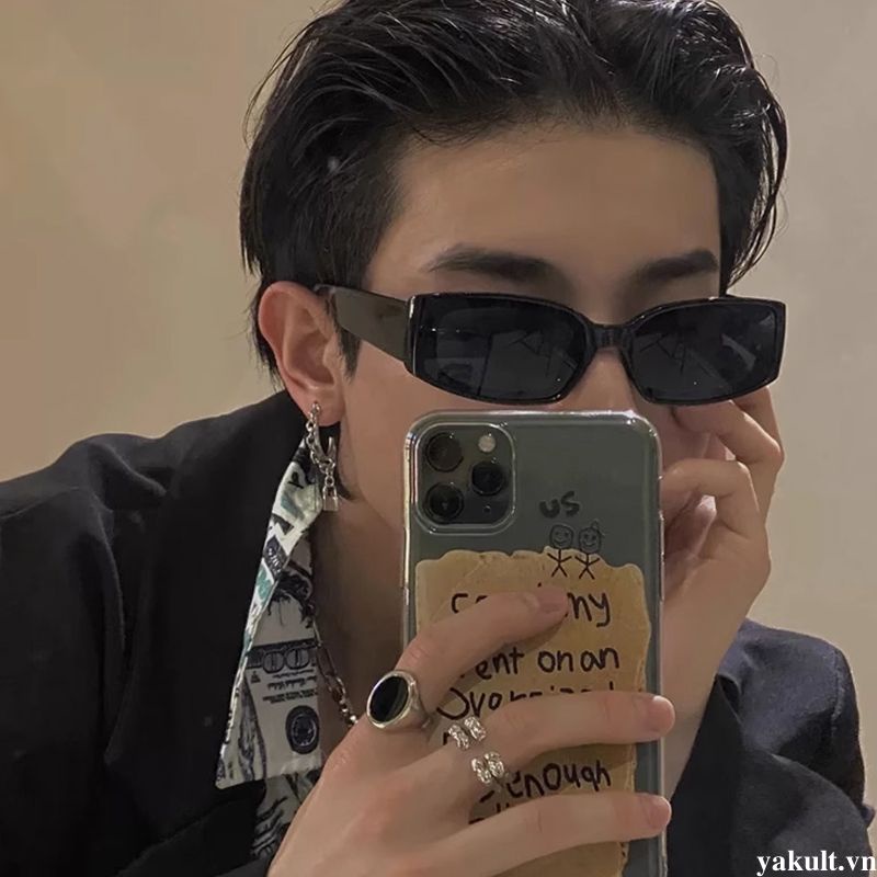 🎀 yakult 🎀Mắt kính râm mát nữ nam gọng kính vuông thời trang phong cách Ulzzang chống tia UV đẹp cute giá rẻ