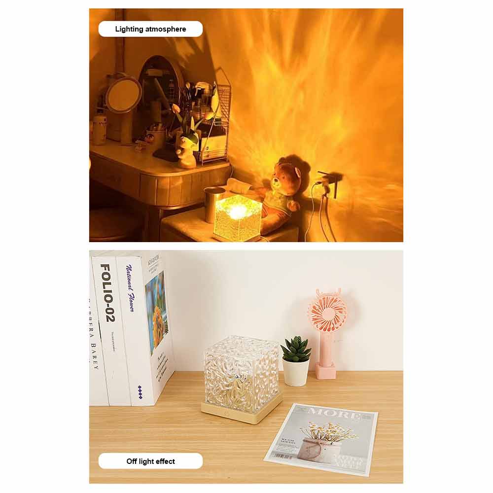 Decoration Sea Wave Night Light Rotating Water Ripple Small Night Lamp Creative Bedroom Bedside Flame Atmosphere Lamp Dynamic