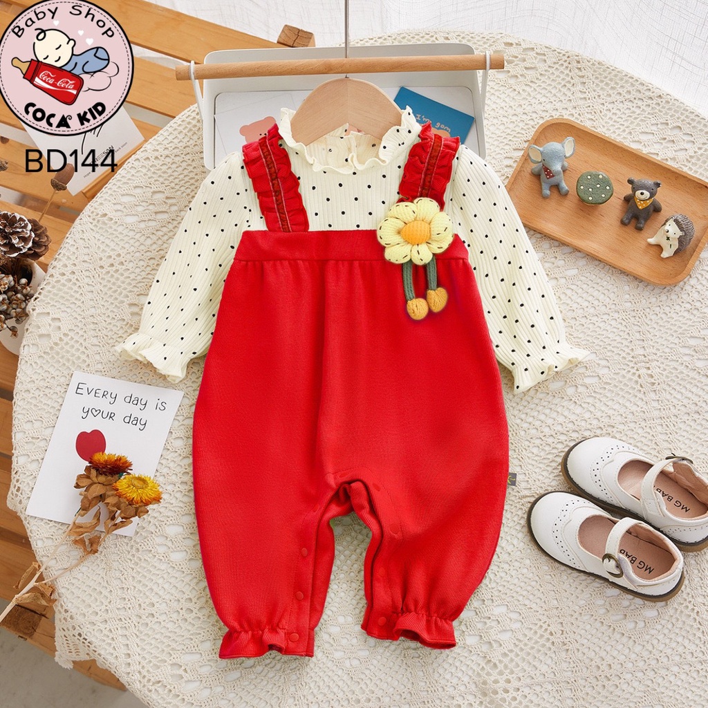 BODY HOA ĐỎ CHẤM BI COTTON QUẢNG CHÂU CAO CẤP