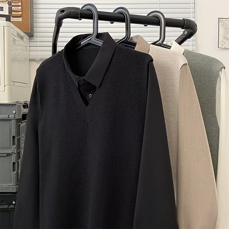 Áo sweater AOKANG giả hai lớp phong cách Hàn Quốc thời trang đơn giản
