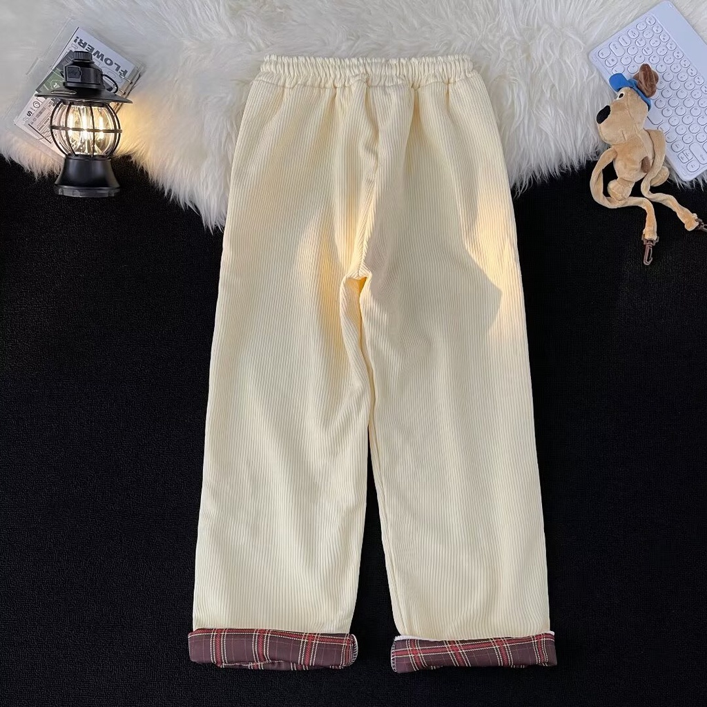Quần Thể Thao Nam Dáng Rộng Có Đệm Lông Cừu Phong Cách Hàn Quốc Dễ Phối Đồ Kaki Nam Ống Suông Dài Nam Big Size