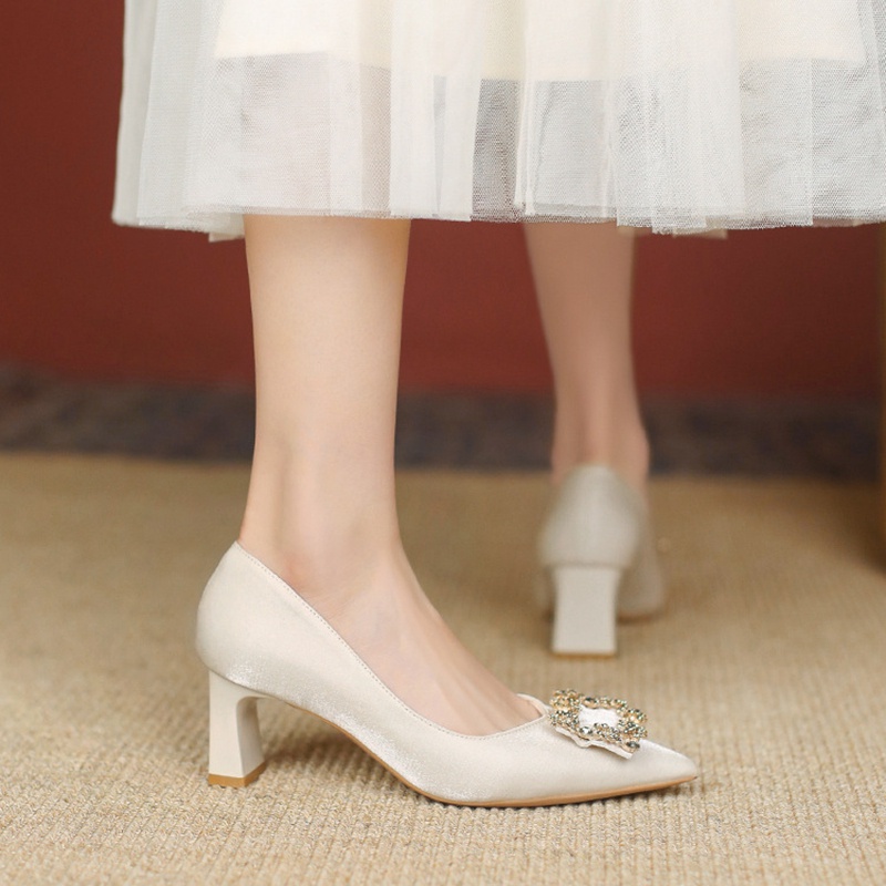 Giày Cao Gót 6.5cm Mũi Nhọn Quyến Rũ Thời Trang Phong Cách Hàn Quốc