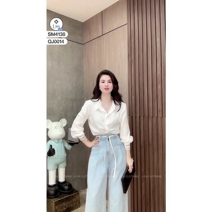 Quần bò jean ống suông màu xanh sáng chất mềm phong cách trẻ trung Liin Clothing QJ0014