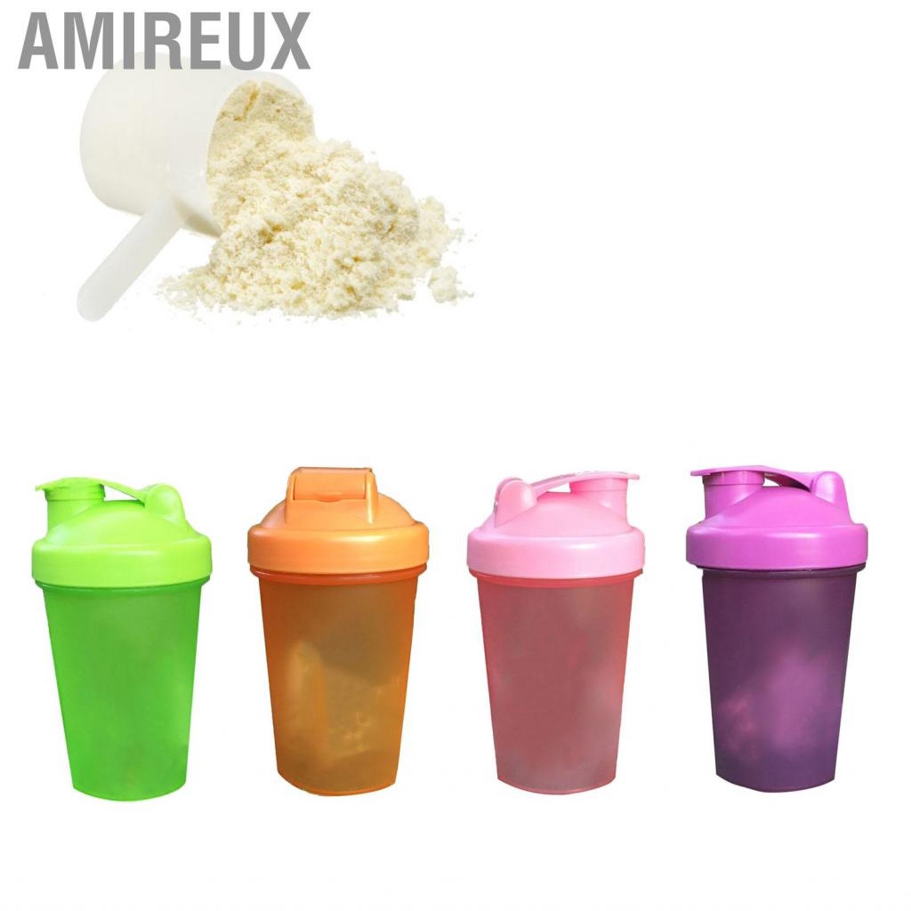Amireux Protein Powder Shaker Cup PP Bottle with Stainless Steel Ball for Mixing 500ml
