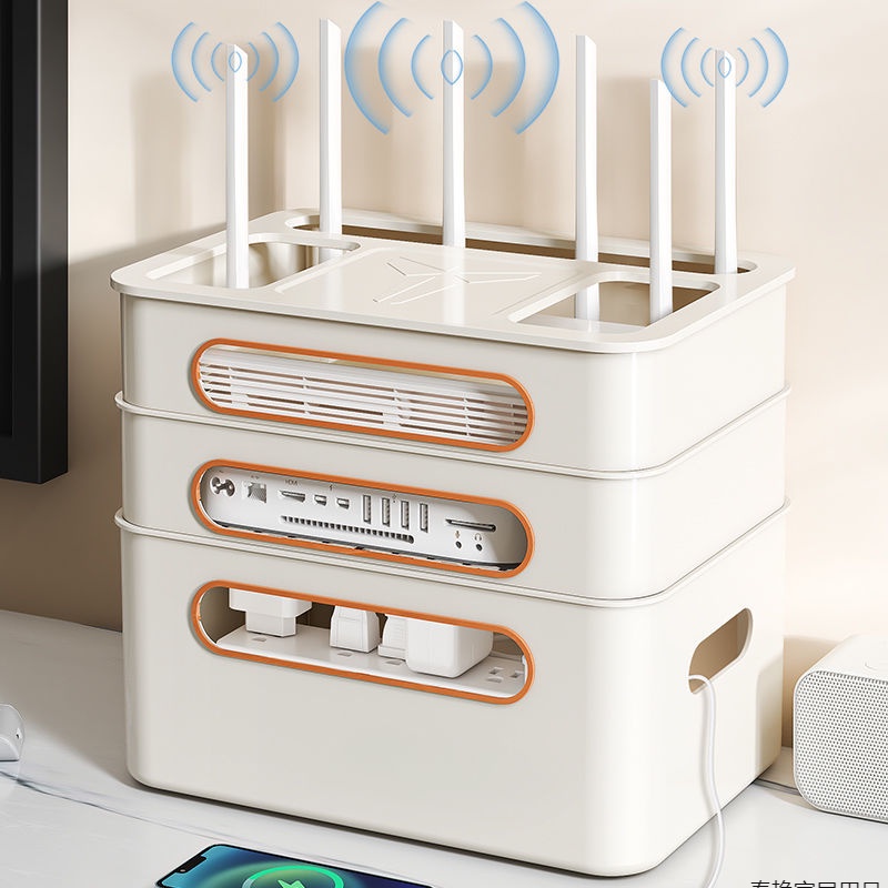 Hộp lưu trữ bộ định tuyến WiFi Hộp giải mã TV Hộp lưu trữ và sắp xếp đèn không dây