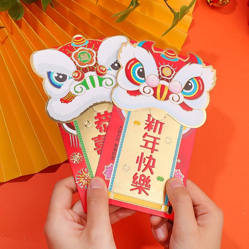 Set 6 Bao Lì Xì Hình Rồng Đỏ Hoạt Hình 3d May Mắn Cho Năm Mới