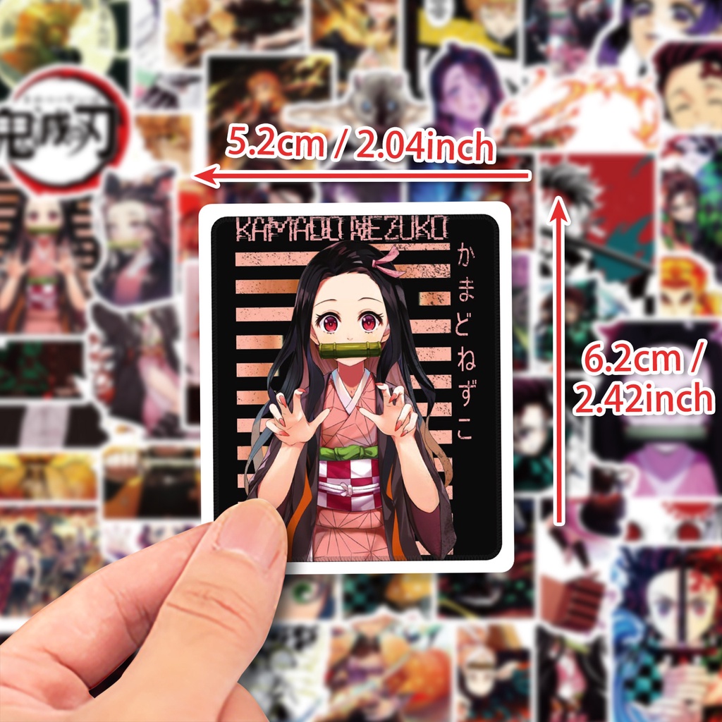 Bộ 50 Đề Can Dán Trang Trí Mũ Bảo Hiểm / Bút Chì Hình anime demon slayer kimetsu no yaiba tanjirou