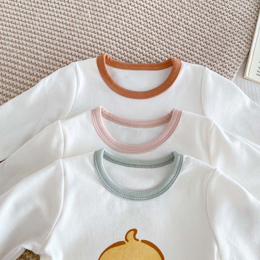 Set Đồ Mùa Thu 2 Món Gồm Áo In Họa Tiết Hoạt Hình Gấu Thỏ / Vịt / Gấu 3 Màu + Quần Màu Trơn Cho Bé Sơ Sinh 1-3 Tuổi