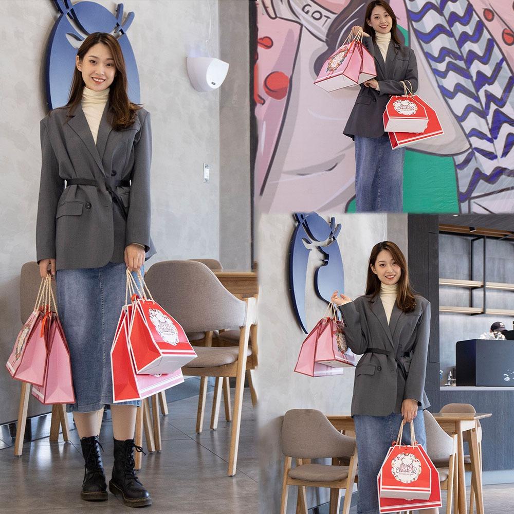 1 Túi Đựng Kẹo / Bánh Quy Có Tay Cầm Hình Ông Già Noel Năm Mới Dày Dặn