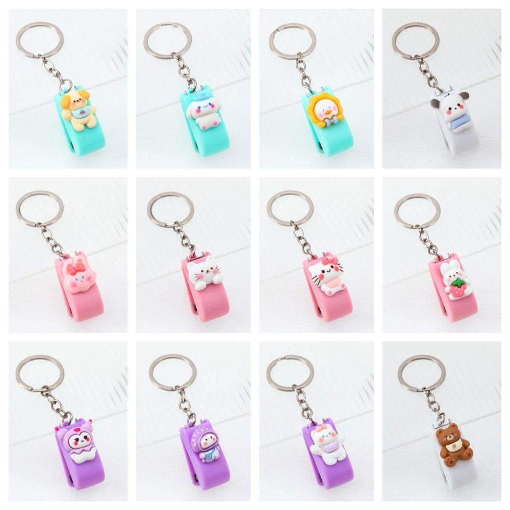 Lanfy Móc Khóa Bấm Hình Động Vật / Vịt pompom purin kuromi / Cún Con / Máy Bấm Núm Dễ Thương Thời Trang Cho Trường Học