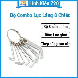 Bộ combo lục lăng 8 chiếc tiện dụng từ thép cứng cao cấp, sáng bóng, không gỉ sét