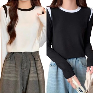 Áo Thun cotton Tay Dài Cổ Tròn Dáng Ôm Thời Trang Xuân Thu 2023 Dành Cho Bạn Nữ