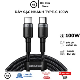 Dây sạc nhanh type c 100W chính hãng Baseus Cáp dù siêu bền type c to type c samsung xiaomi dài 2m 1m HaiBunStore