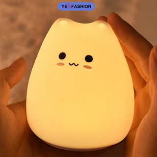 Đèn Ngủ Bằng Silicon Mềm Hình Mèo Hoạt Hình mini Dễ Thương