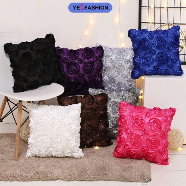 Vỏ Gối Vuông Họa Tiết Hoa Hồng 3d Trang Trí Nội Thất
