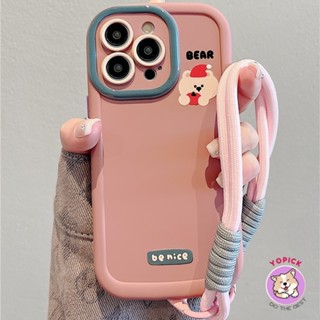 Phù Hợp Ốp Điện Thoại Silicon Chống Sốc Hình Gấu / Cún Có Dây Đeo Cho Iphone 15 14Promax 13 12 11 15pro 14pro jkp