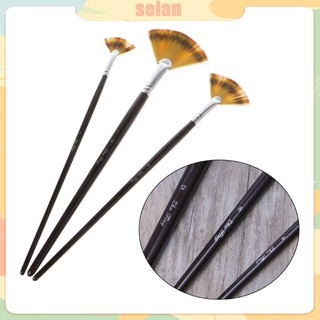 Set 3 cọ vẽ tranh sơn dầu & nước cán hình quạt bằng nhựa acrylic