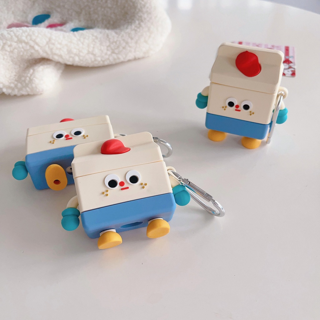Vỏ Bảo Vệ Hộp Sạc Tai Nghe airpods Pro 2 2023 2023 Hình robot milk Hoạt Hình Dễ Thương Ốp