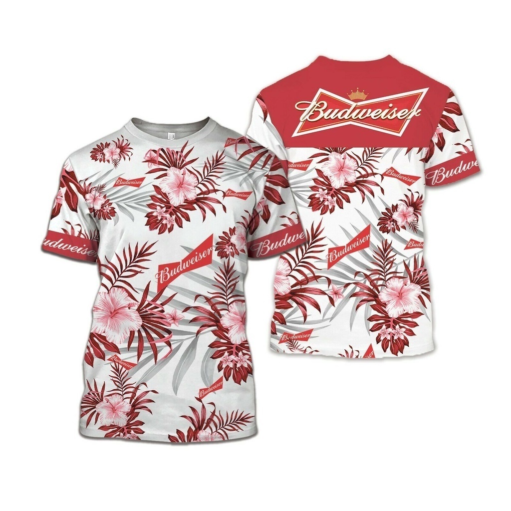Thời trang bia mát mẻ thời trang Budweiser thời trang ✷ ❈ Áo thun ngắn tay in hình Hawaii