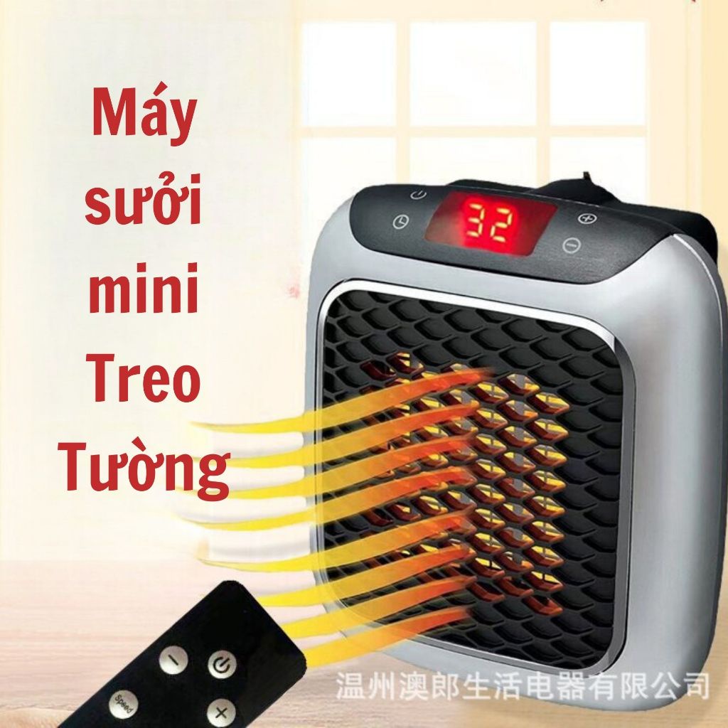 Máy Sưởi Mini treo Tường-Quạt sưởi mini có điều khiển từ xa gắn tường