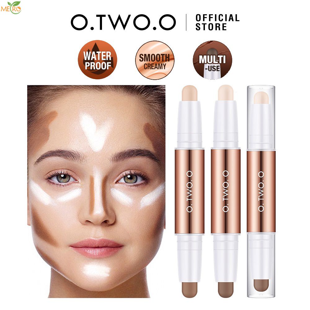 O.TWO.O Phấn bắt sáng trang điểm Shadow Contour Stick Hai đầu để làm sáng khuôn mặt Mỹ phẩm Không thấm nước Trang điểm lâu trôi Dễ dàng mang theo và sử dụng để trang điểm hàng ngày