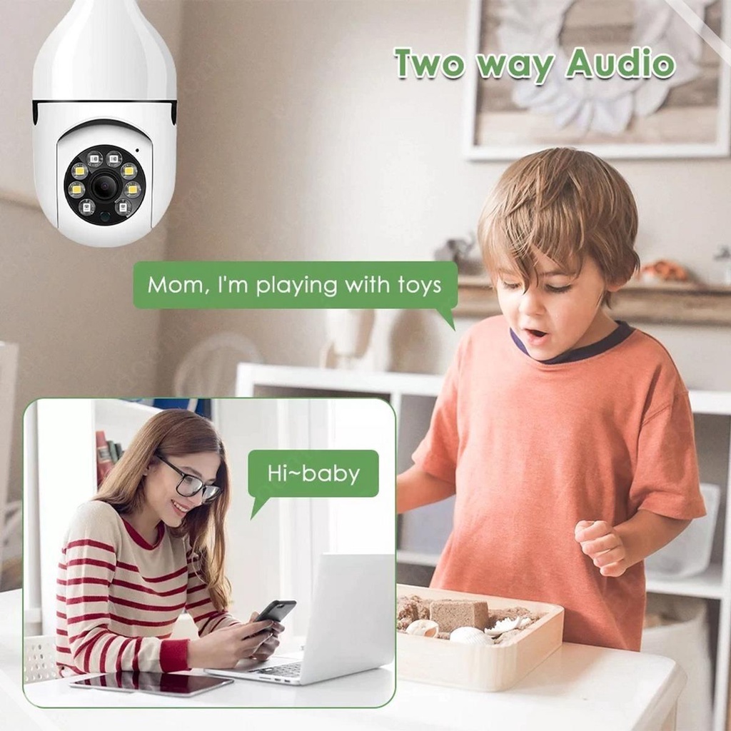 Camera An Ninh ip wifi Không Dây Xoay 360 Độ Với Đầu Nối Đèn Phù Hợp Với Tầm Nhìn Ban Đêm hd