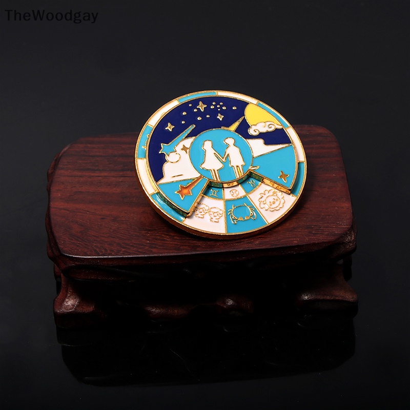 Ghim Cài Áo Bằng Kim Loại Hình Cung Hoàng Đạo Hai Lần Có Thể Xoay Được Dành Cho Cặp Đôi