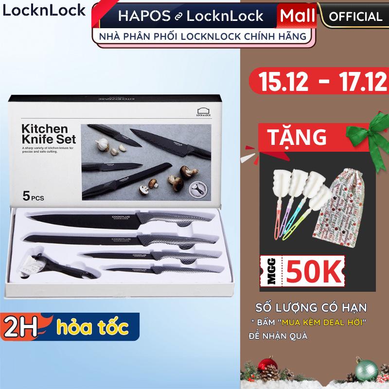 Bộ dao nhà bếp LocknLock 5 món đa năng gọt tỉa hoa quả bằng thép không gỉ bọc sứ không độc hại CKK101S5 - HAPOS OFFICIAL