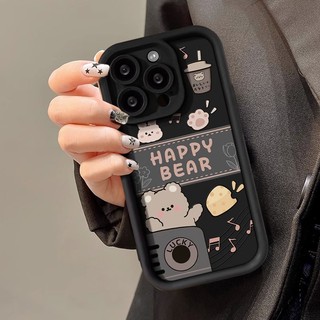 ốp iphone 11/12/13/14/15 Pro Max cute happy bear Silicone chính hãng Case For ốp lưng iphone 11,12,13,14,15,11PM,12PM,13PM,14PM,15PM