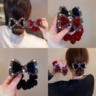  Haimeikang Dây Buộc Tóc Vải Nhung Thắt Nơ Đính Đá Phong Cách Hàn Quốc Mới 