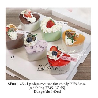 Set 50c ly tim có nắp đựng mousse, tiramisu, panna cotta lc-7745