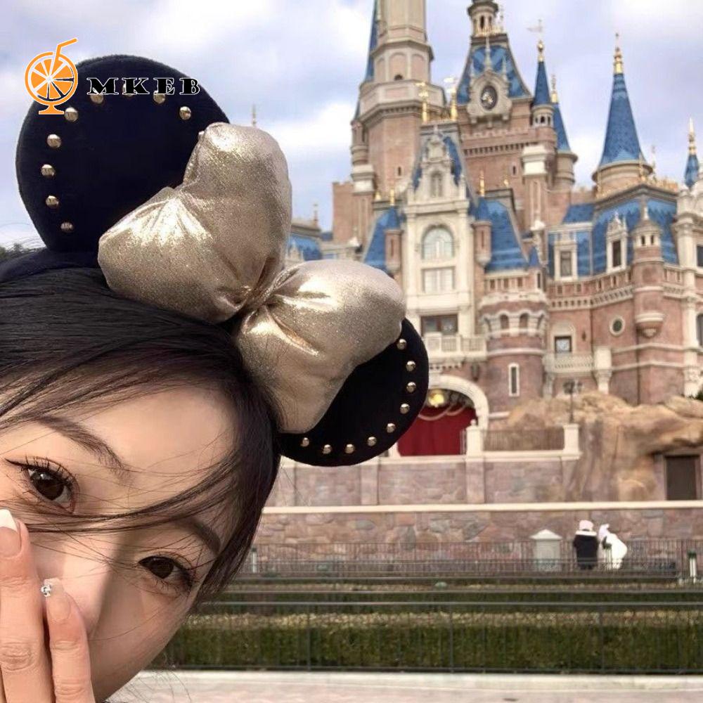 Băng Đô Cài Tóc Hình Tai Chuột Mickey Minnie Đính Kim Sa Lấp Lánh