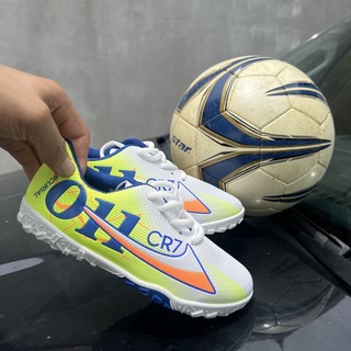 Giày đá bóng CR7 xanh lá, Giày đá bóng khâu full toàn bộ đế Leeshoes